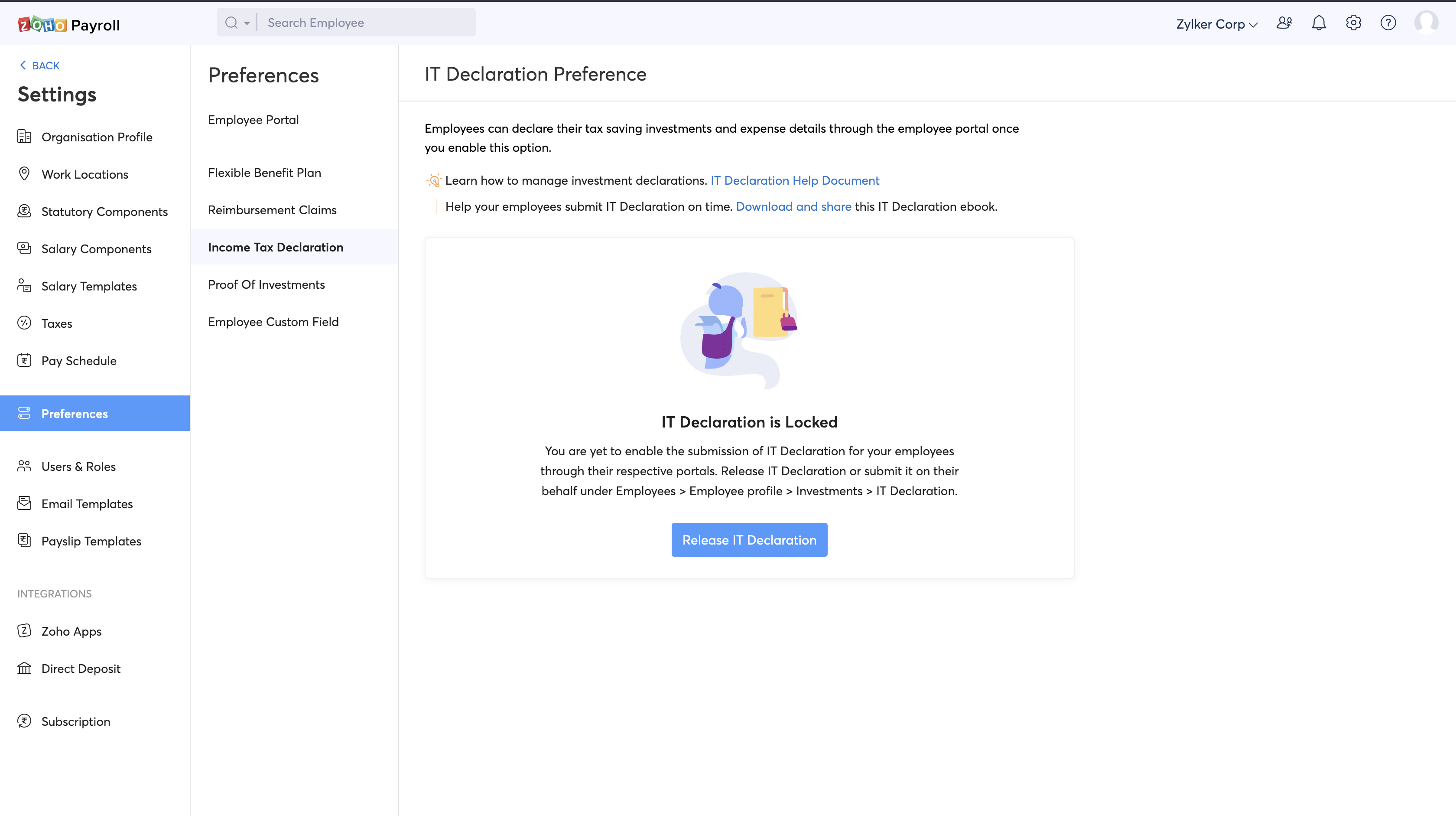 ESS Portal : IT declaration