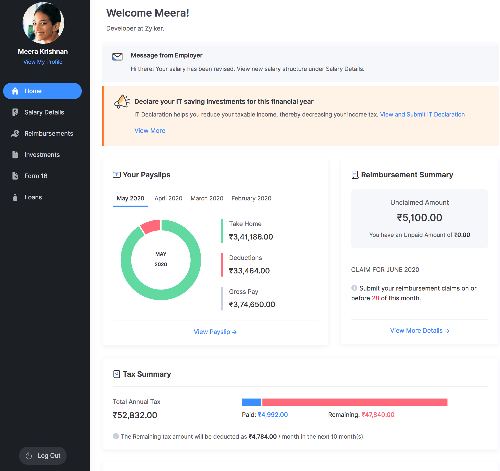 Zoho Payroll ESS Portal