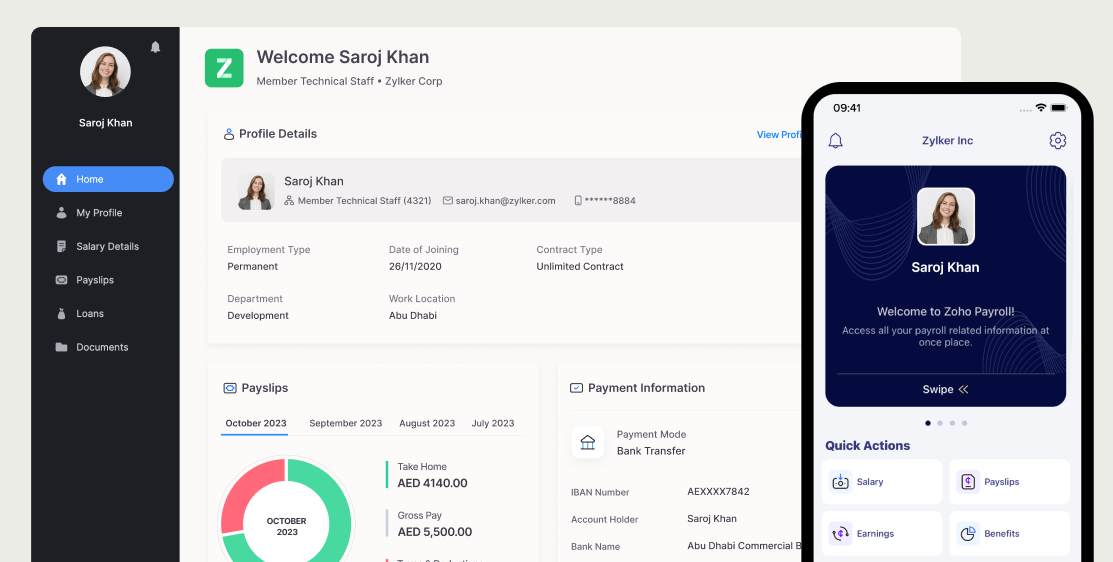 Employee Self-service portal in Zoho Payroll