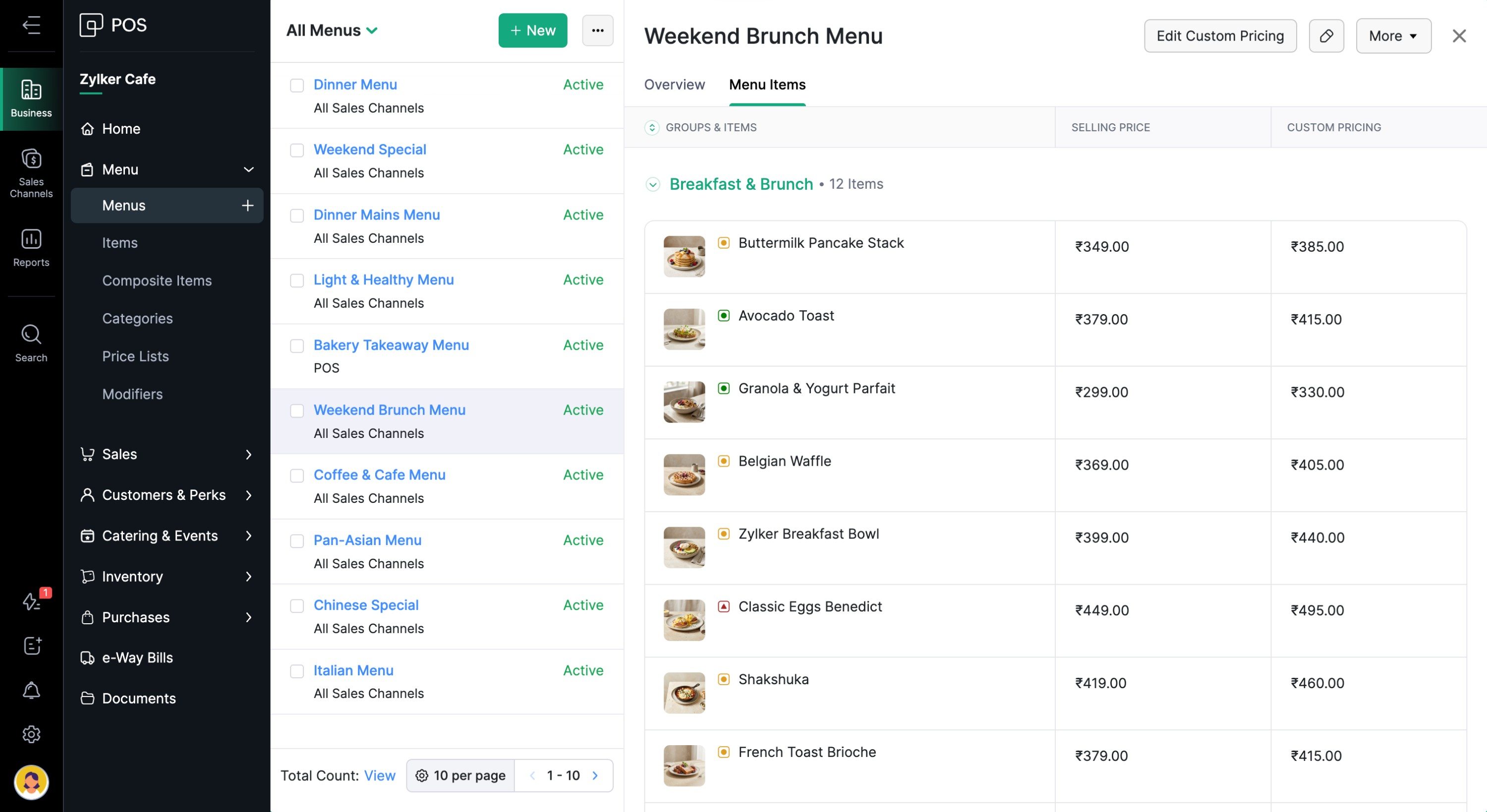 Easy menu management