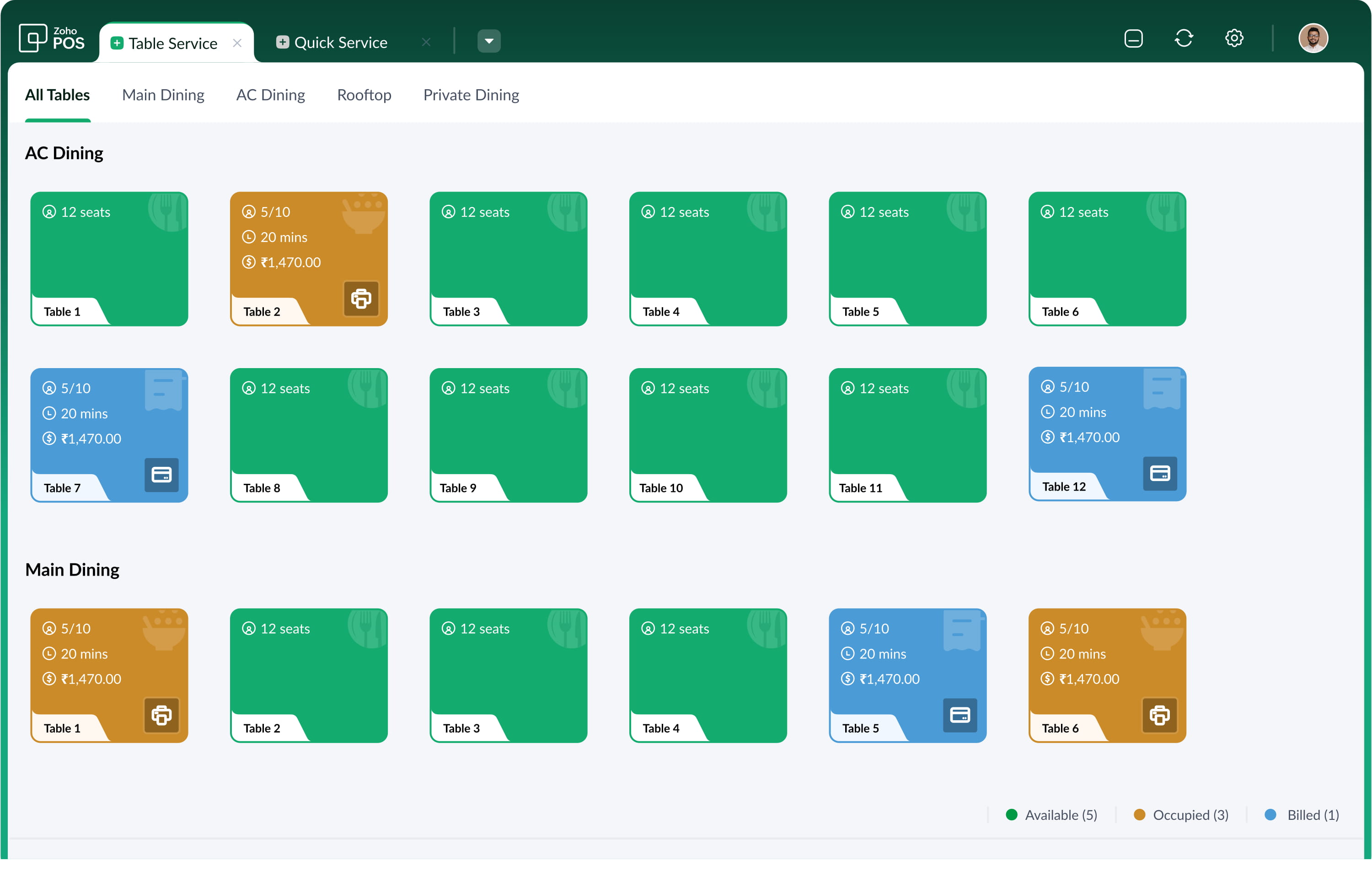 Manage Dine-in and Table Service