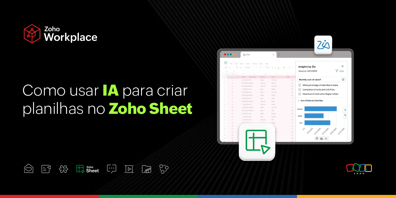 Como usar IA para criar planilhas no Zoho Sheet