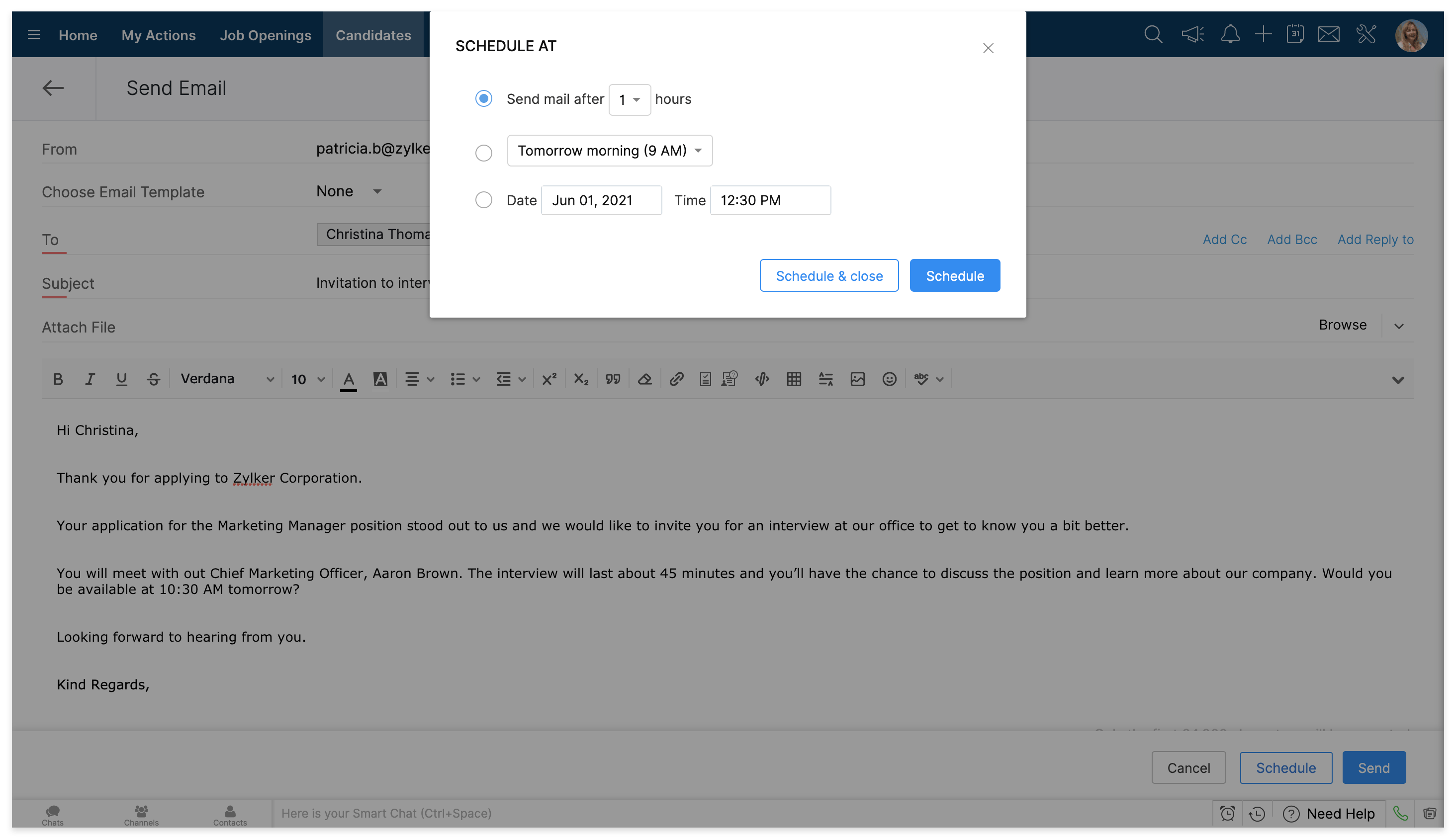 email-scheduling-zoho-recruit