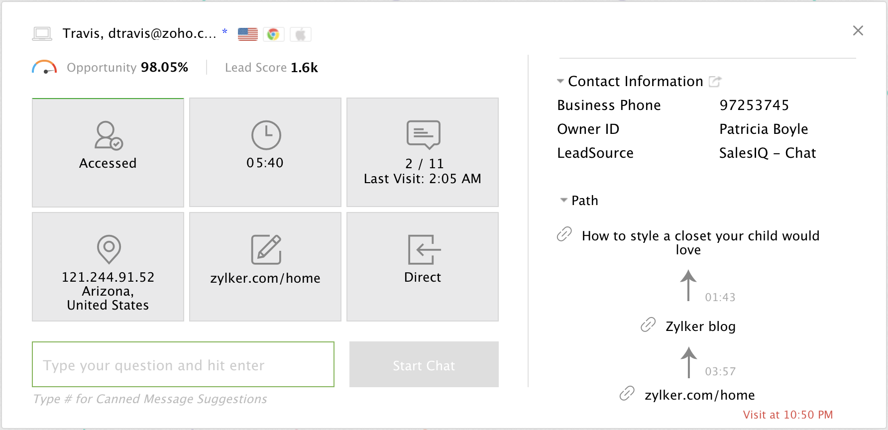 Lead score in real time