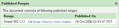 Show Published Ranges