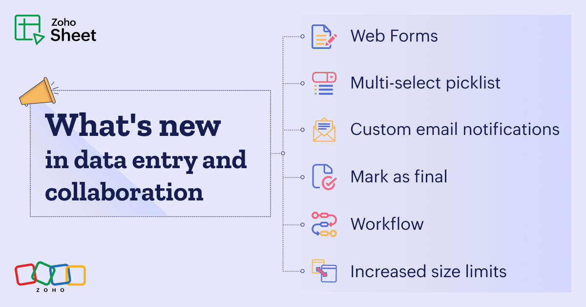 New in Zoho Sheet: Multi-select picklist, web forms, workflows and more