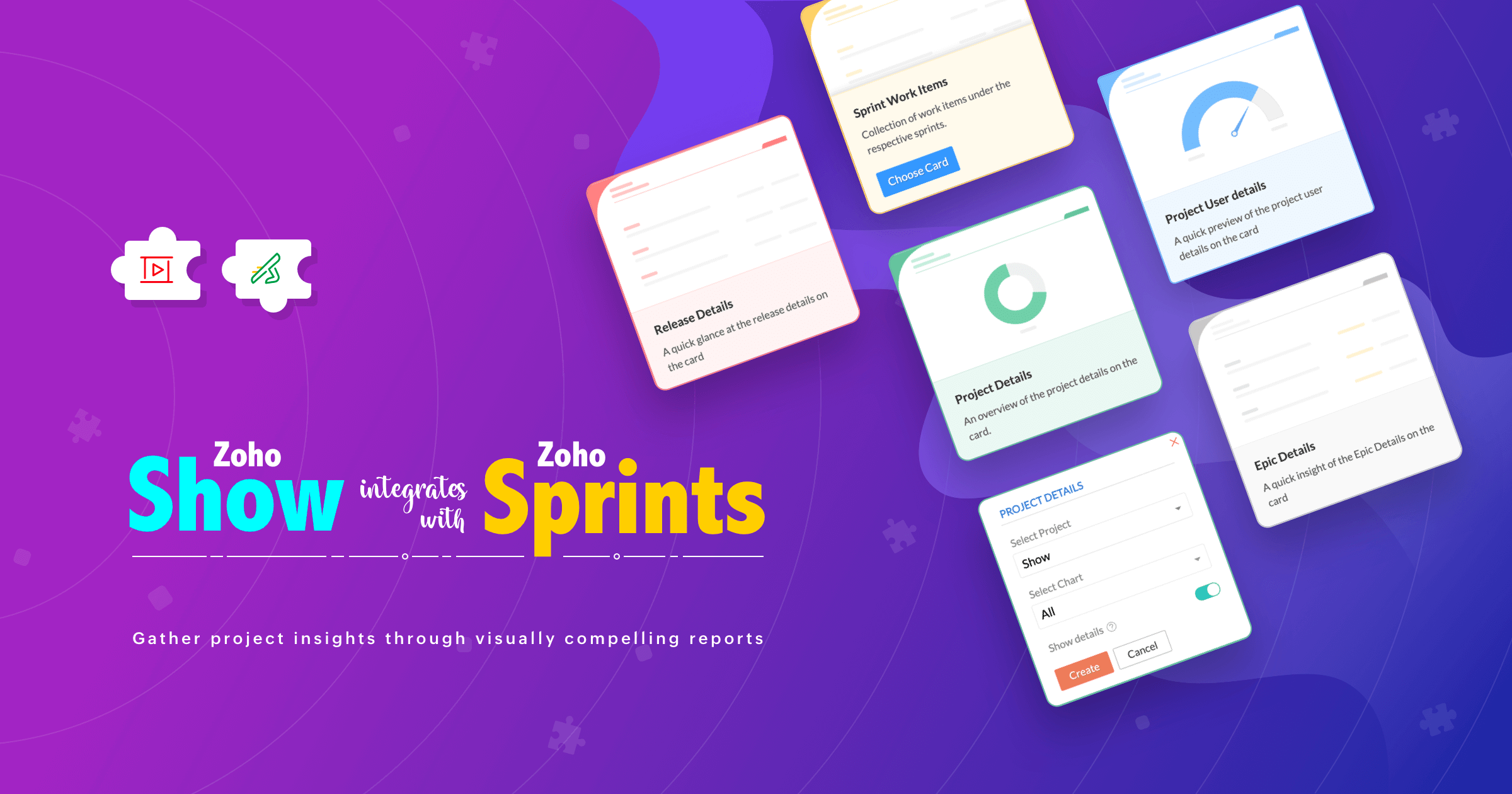 Zoho Show integrates with Zoho Sprints: Gather project insights through visually compelling reports