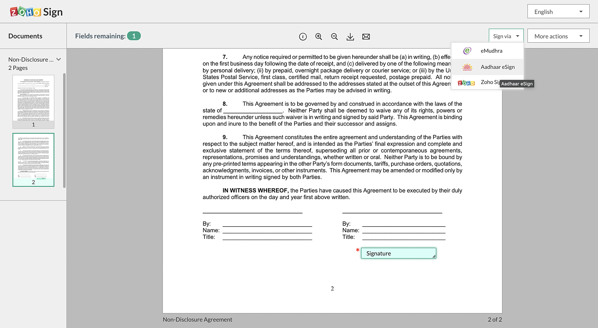 Aadhaar eSign 2