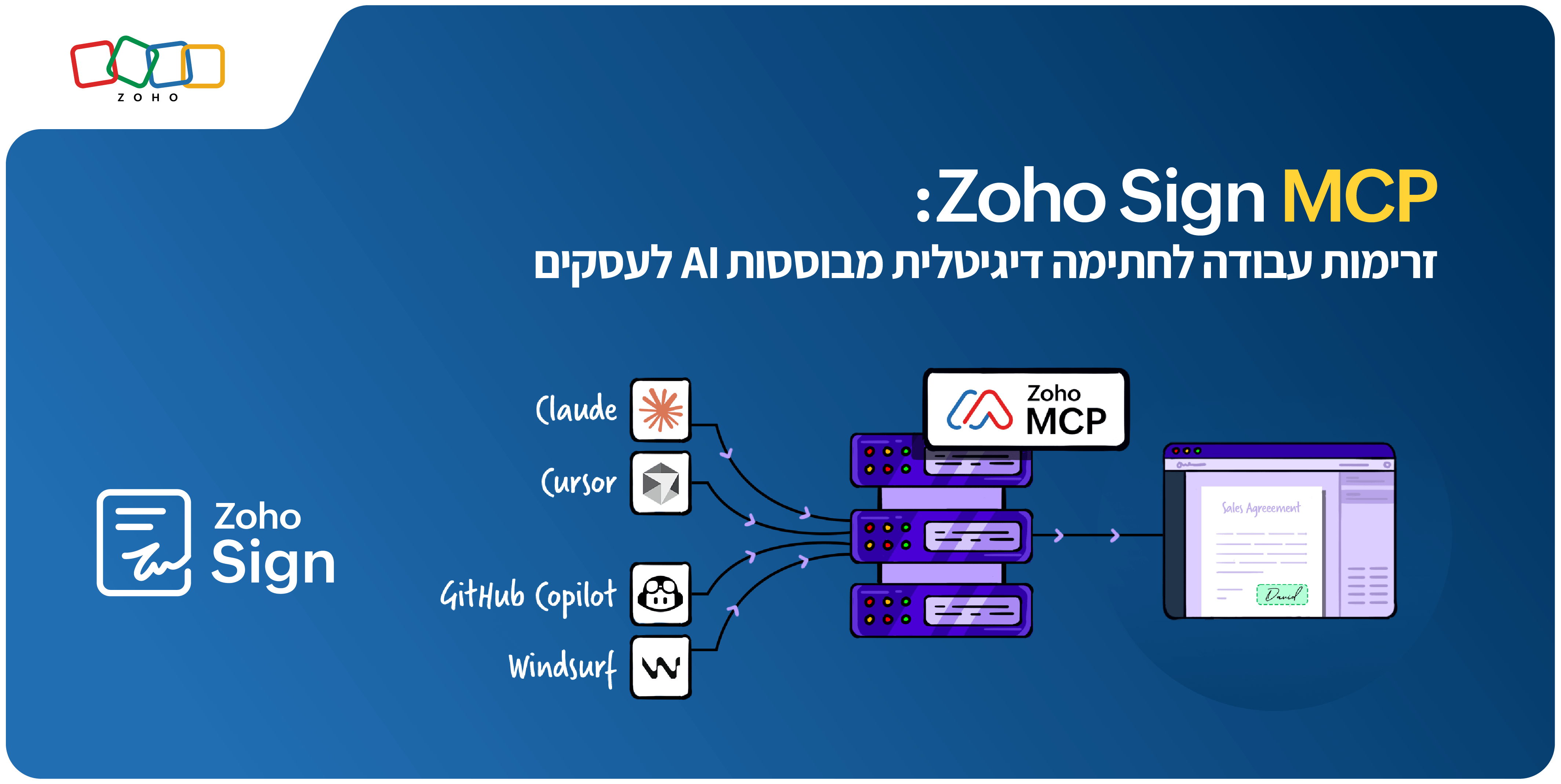 Zoho Sign MCP: זרימות עבודה לחתימה דיגיטלית מבוססות AI לעסקים