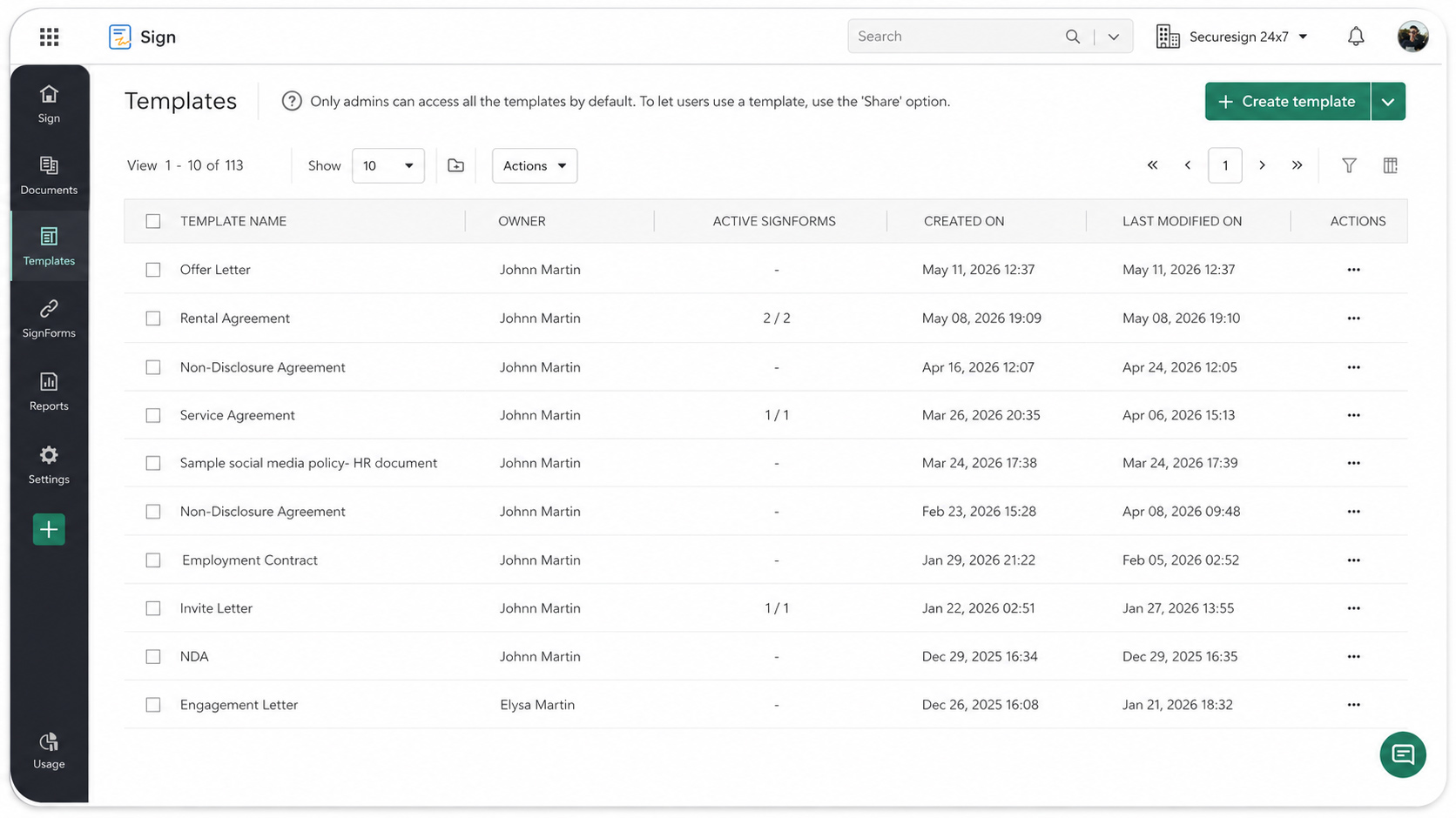 Creating templates