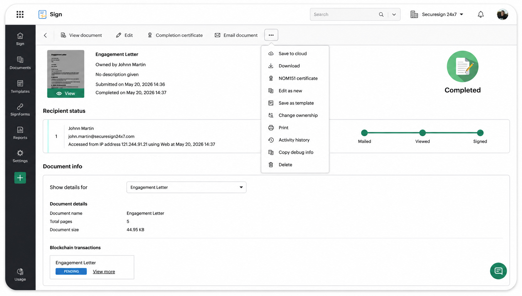 Managing and tracking documents