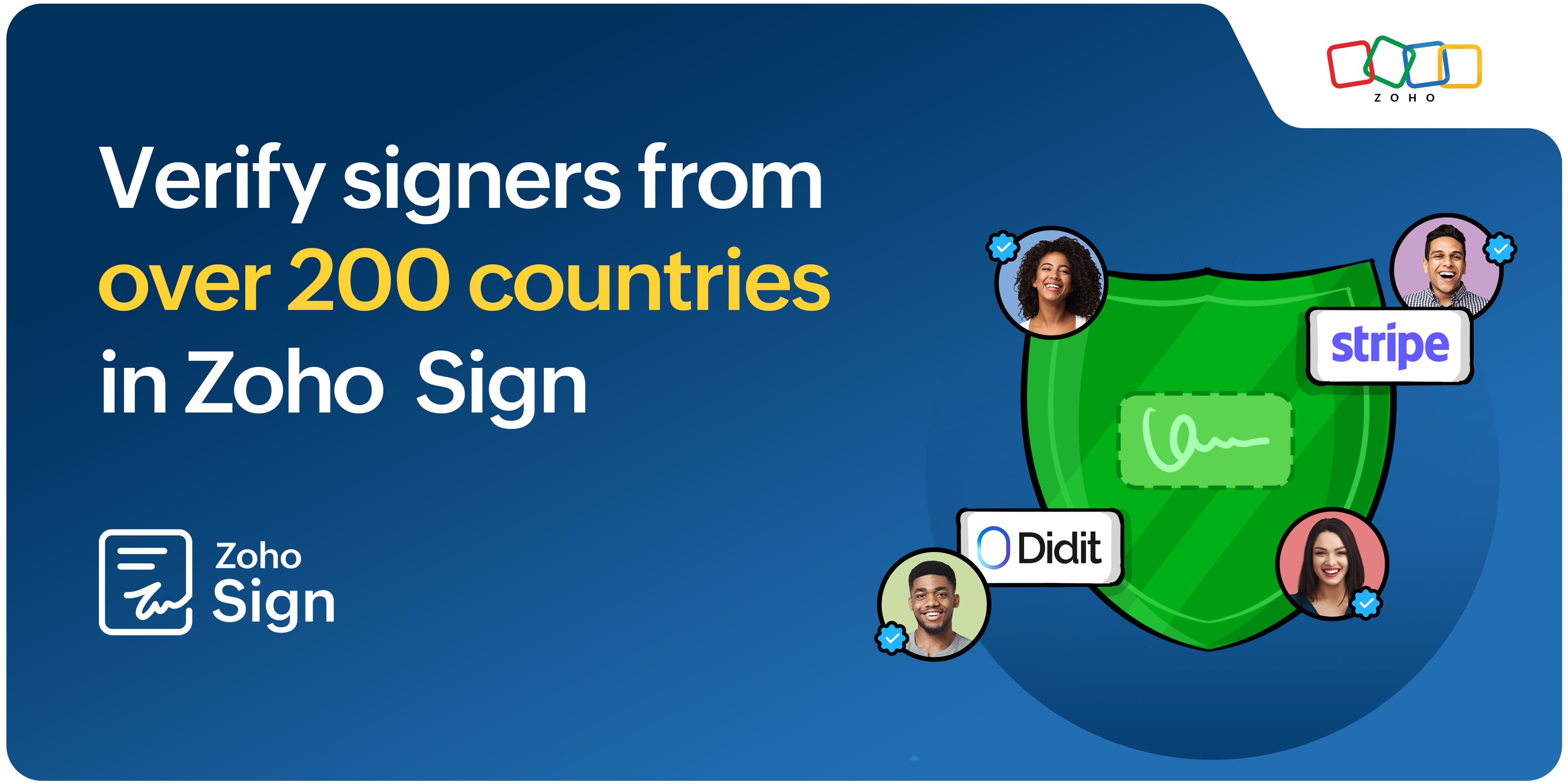 Verify signers from over 200 countries in Zoho Sign