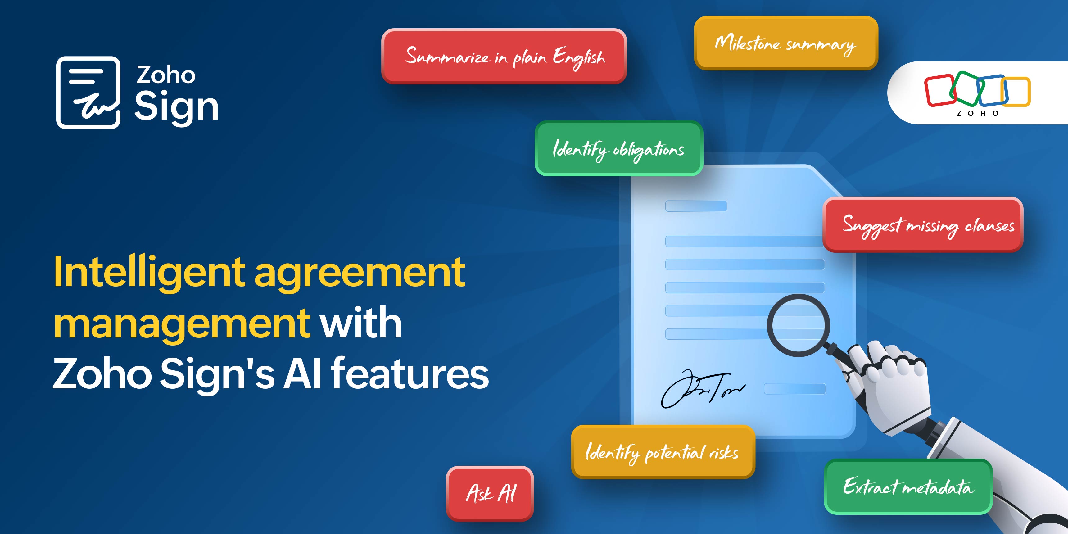 Zoho Sign's AI features