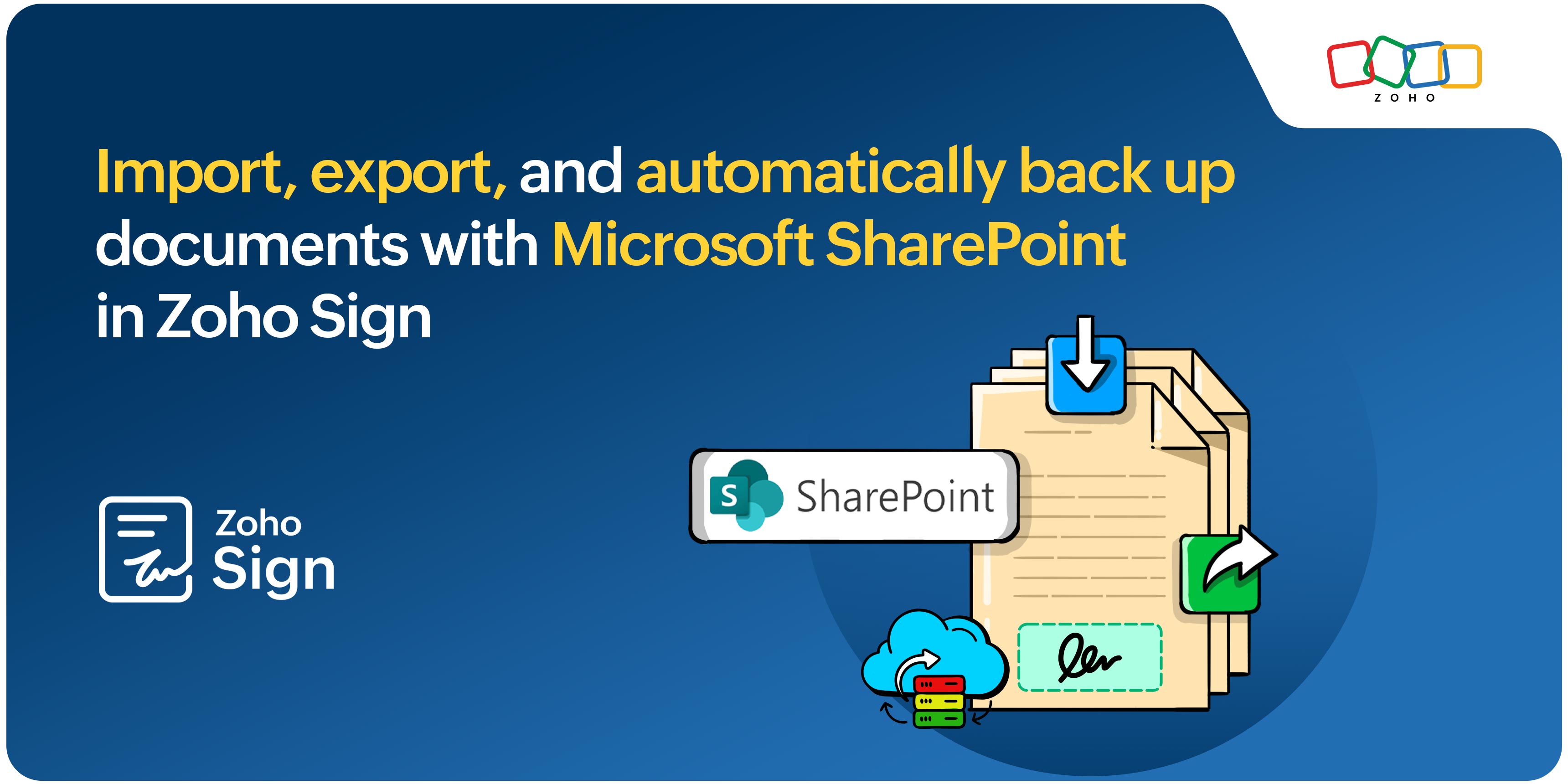 Import, export, and automatically back up documents with Microsoft SharePoint in Zoho Sign