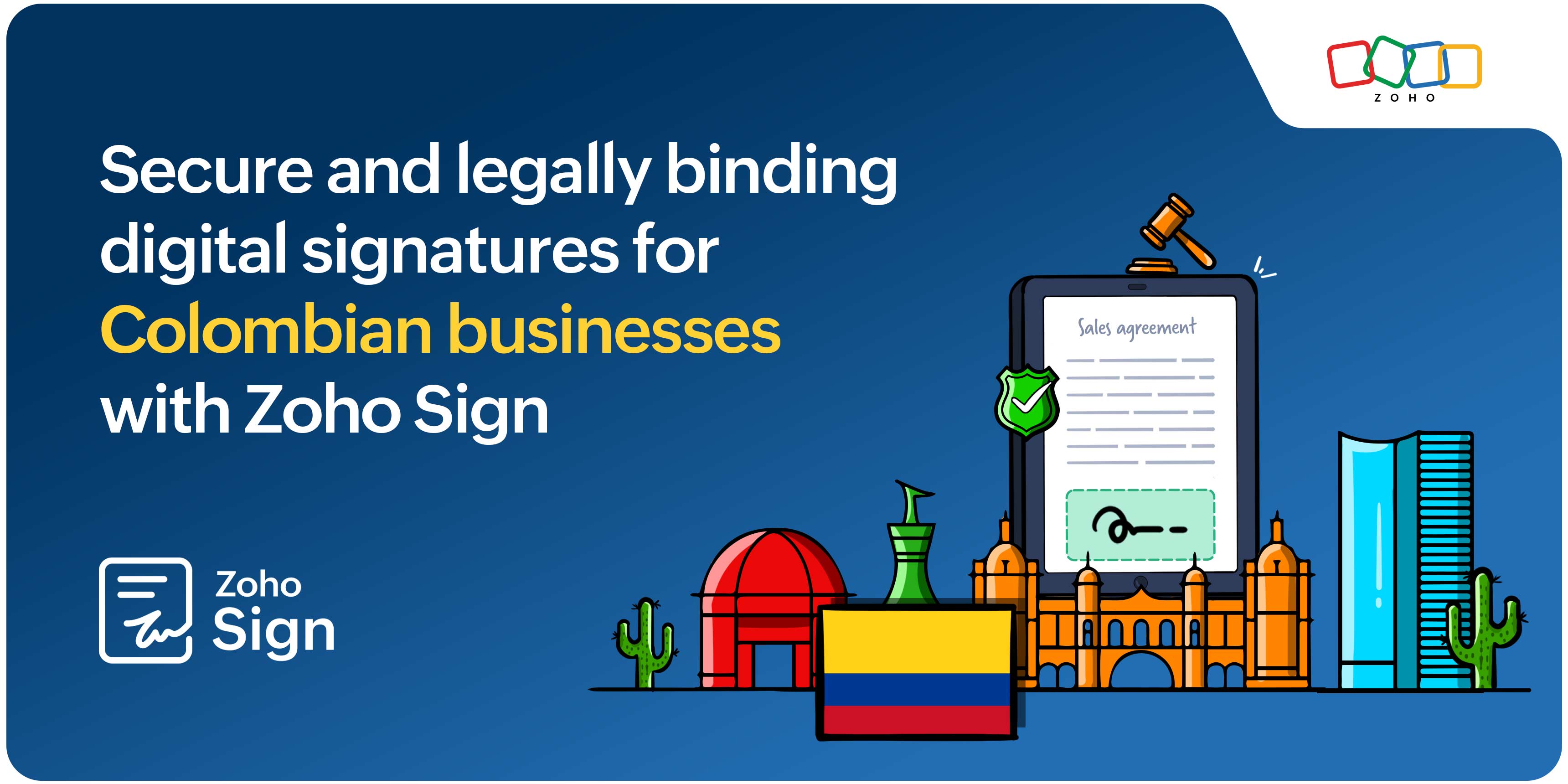 Sign legally binding documents securely with Zoho Sign for Colombian business