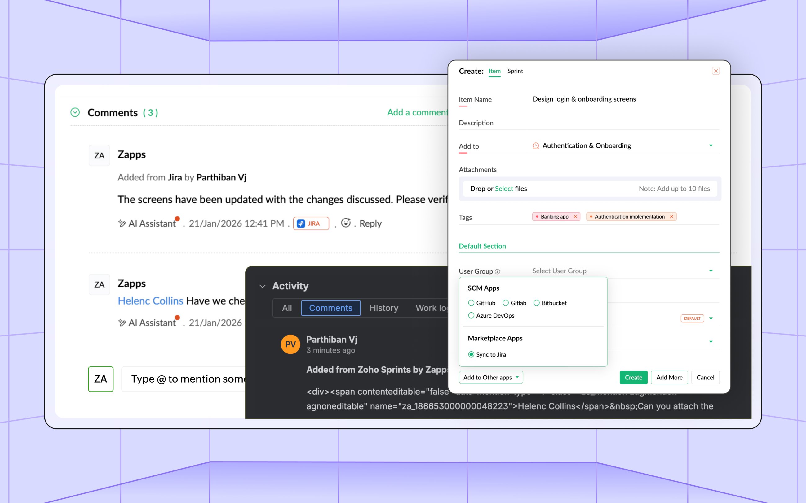 Zoho Sprints 3.0 Integrations Jira sync