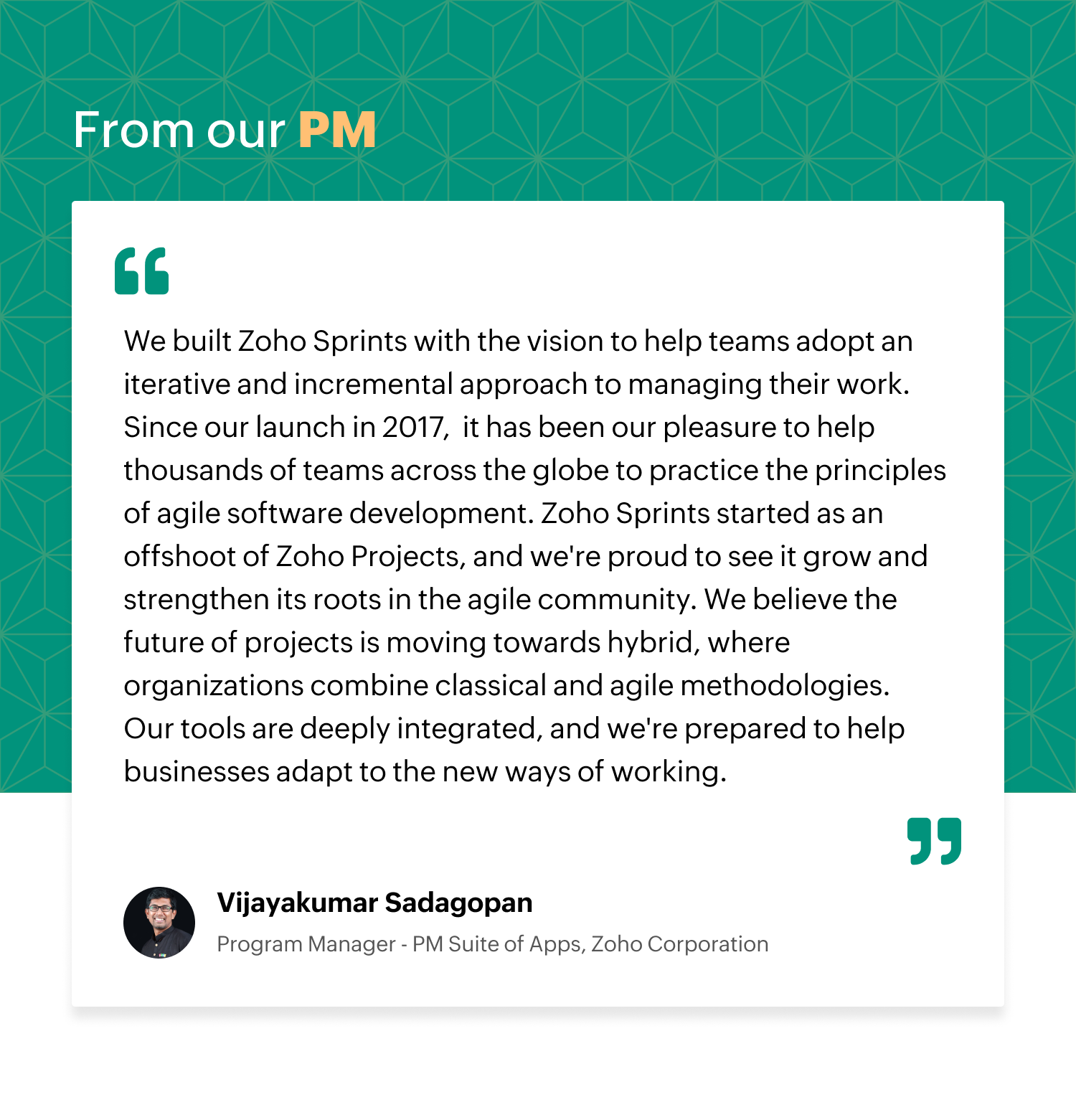 Zoho Sprints PM Quote