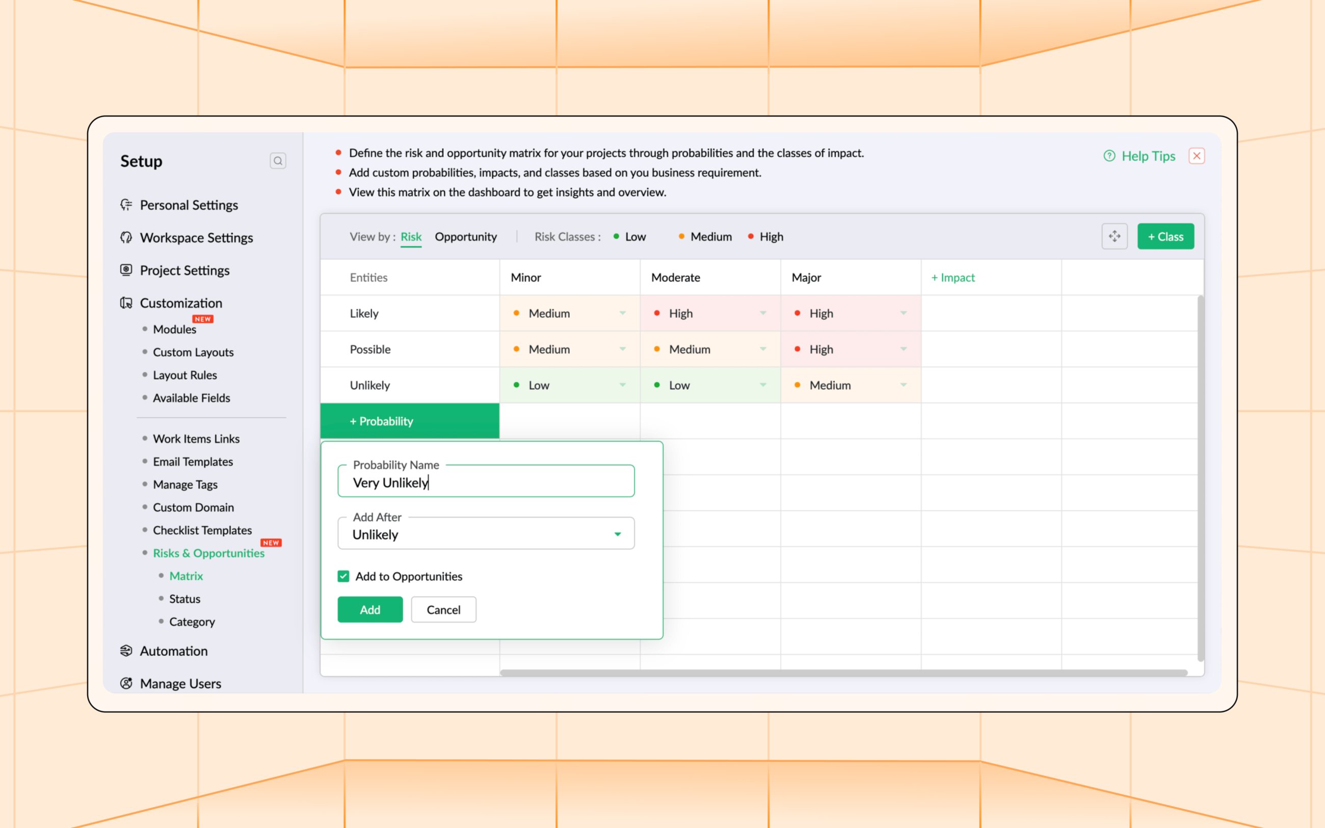 Zoho Sprints 3.0 Risk and Opportunities Risk Matrix 