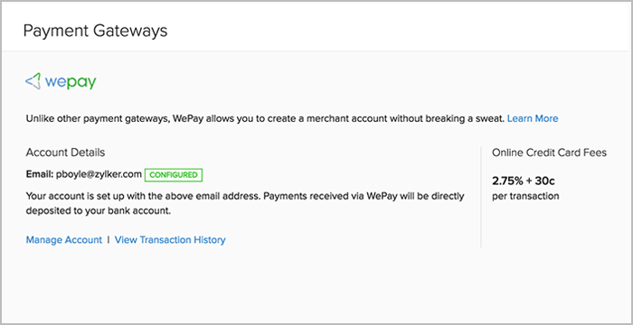 WePay Setup Confirmation