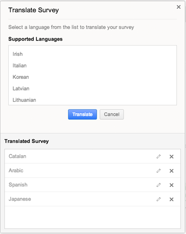 Auto-translate survey, Surveys with auto-translate