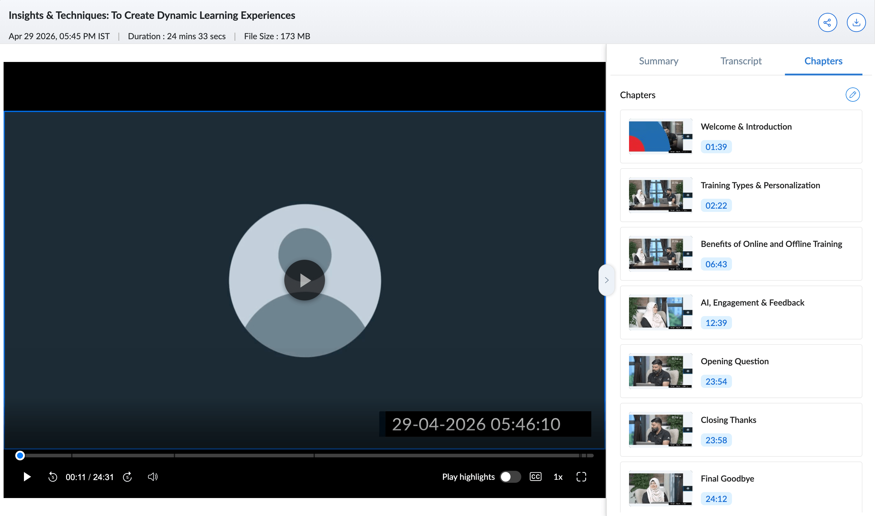 Capítulos inteligentes Zoho Webinar