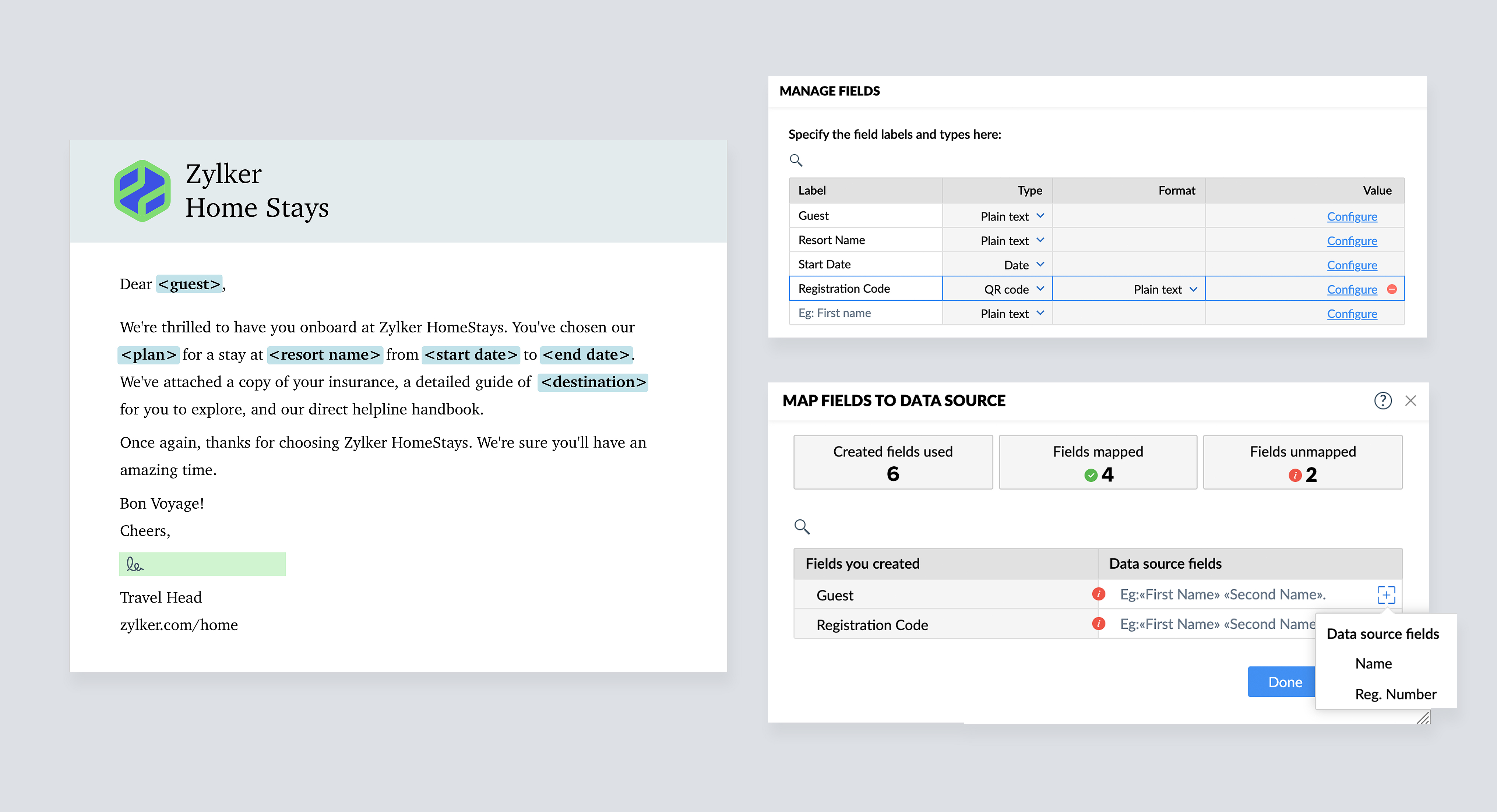 Merge Field Management in Zoho Writer