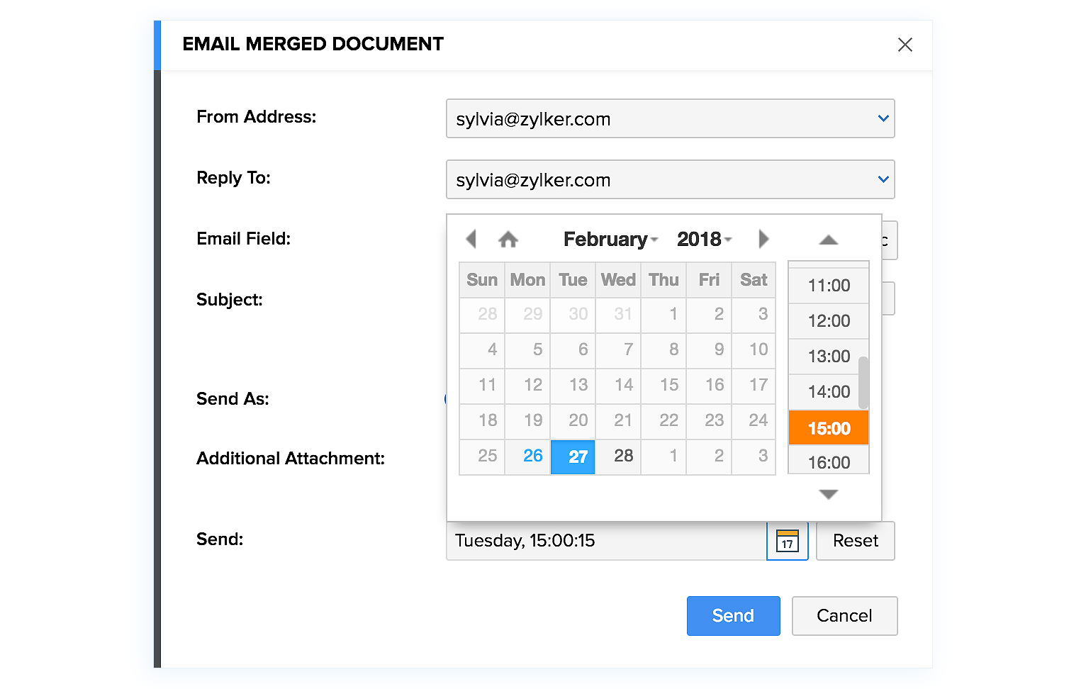 Schedule Mails option in Writer