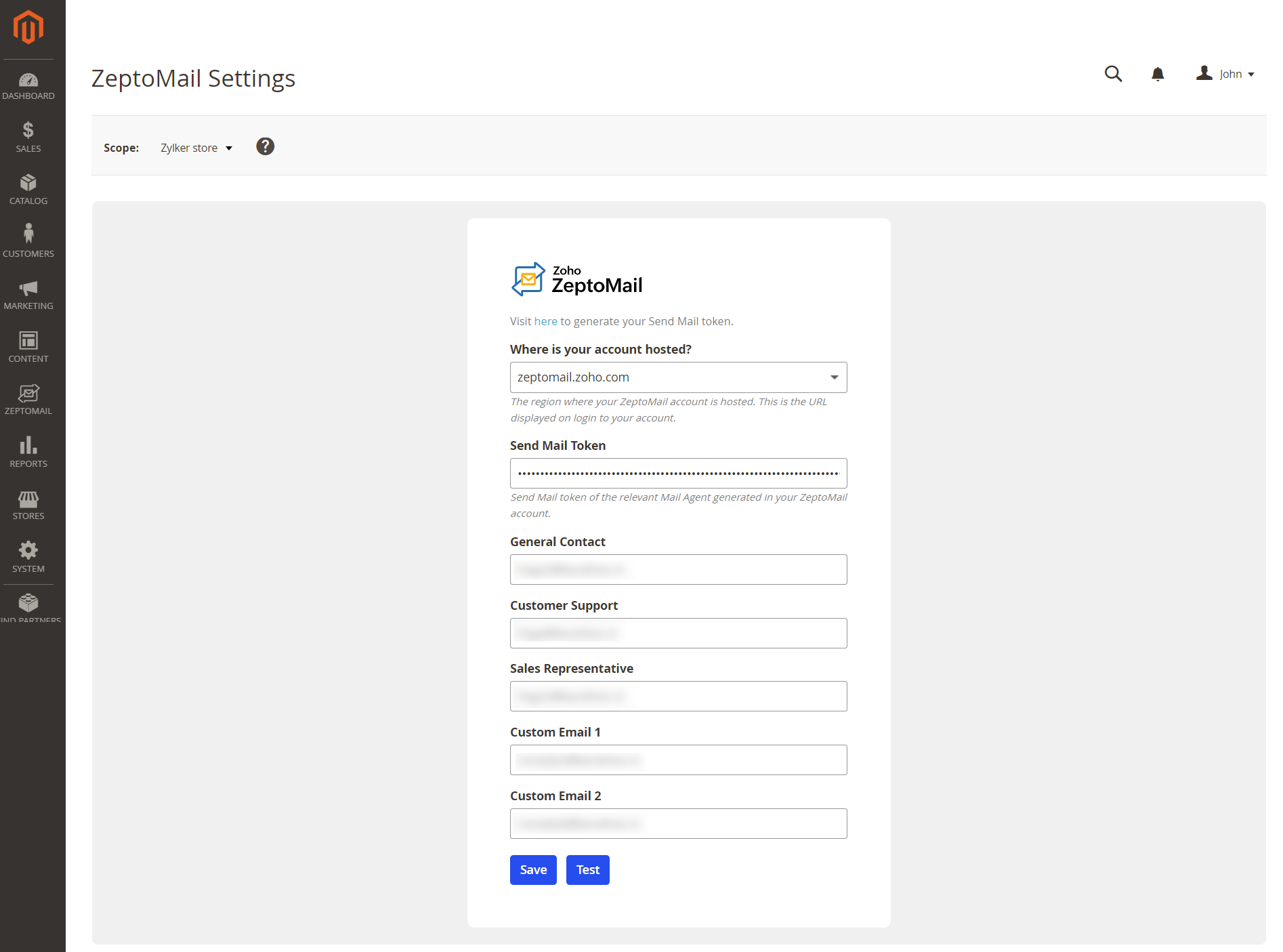 zeptomail magento integration, magento