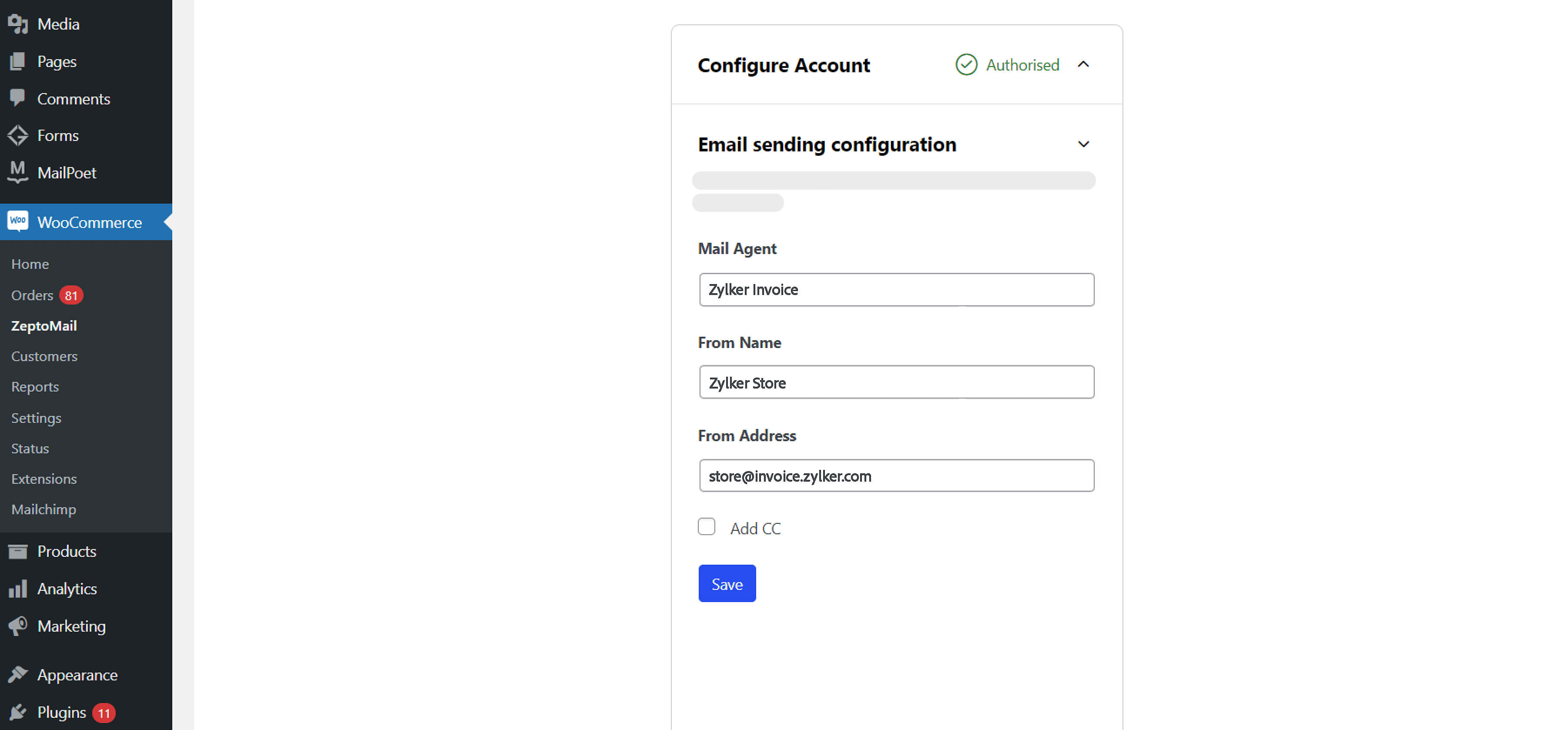 WooCommerce and ZeptoMail integration